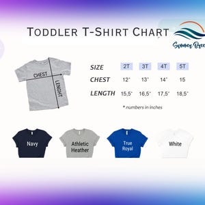 a t - shirt size chart for a toddler t - shirt