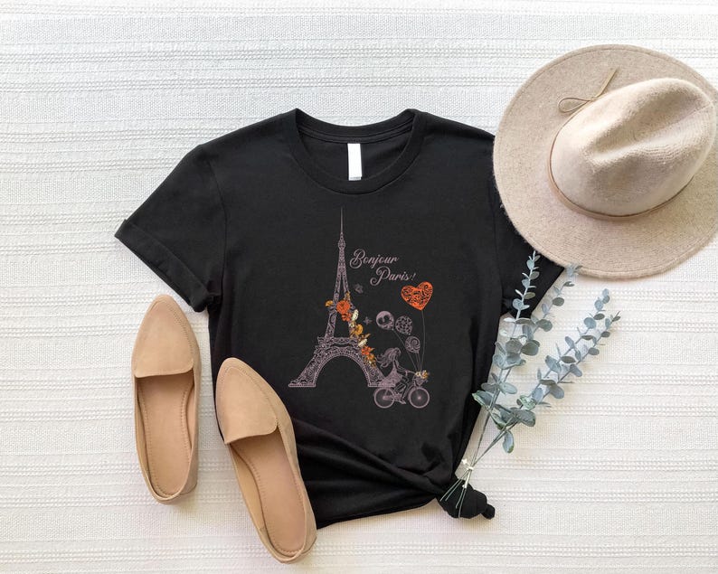 Bonjour Paris T-shirt,Eiffel Tower T-shirt,Travel To Franse T-shirt,Paris Trip T-shirt,Music Teacher Shirt,Music Teacher Gift,Travel T-shirt image 4