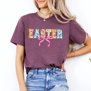 Easter Coquette T-shirt,Easter Bow T-shirt,Aesthetic Easter Women's T-shirt, Easter Gift,Girls Easter T-shirt,Easter Day Tshirt,Happy Easter