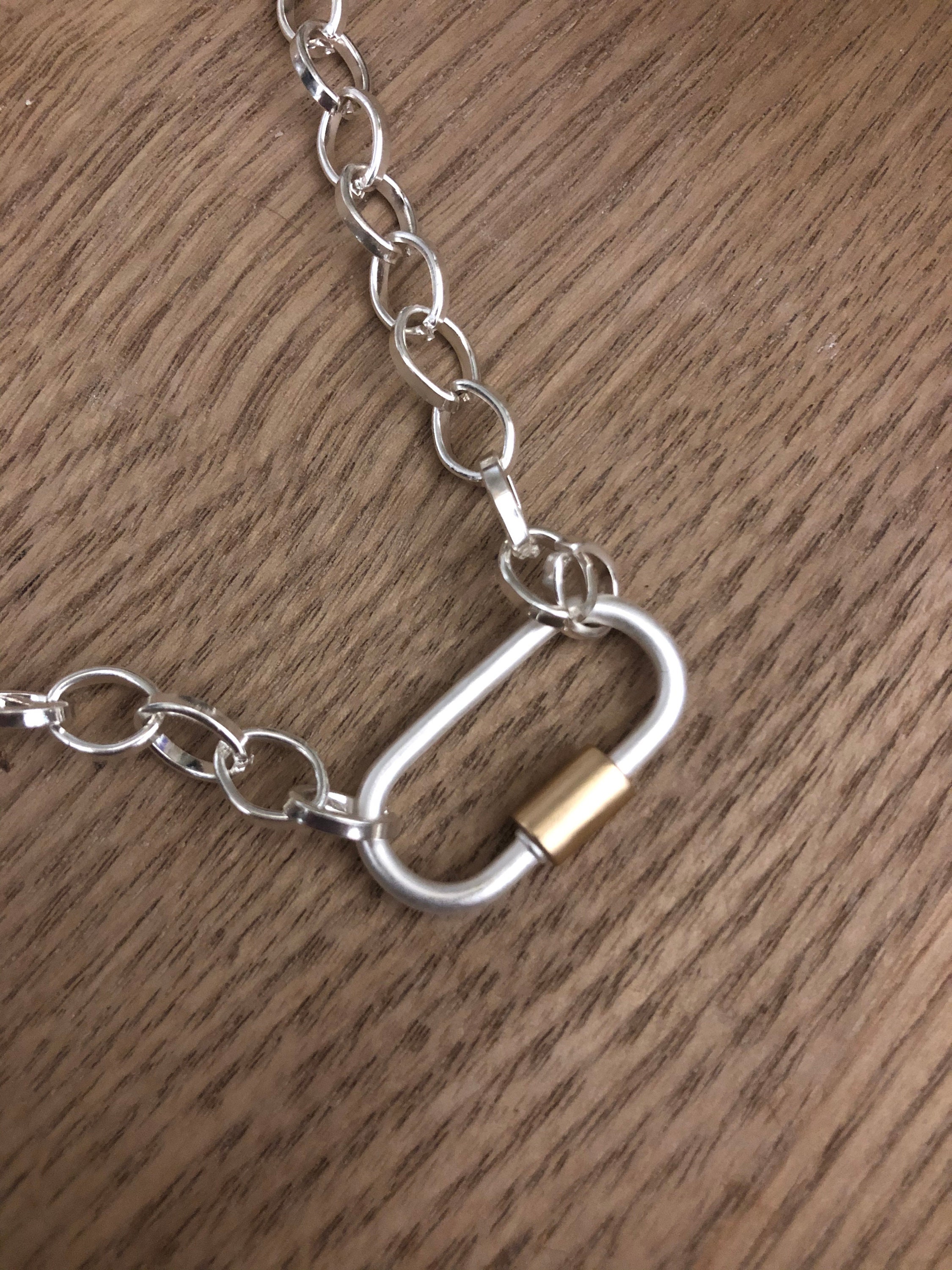 Silver Carabiner Chain Necklace | Etsy