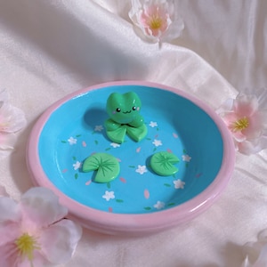 Frog Pond Lily Pads, Clay Trinket Tray, Jewelry Dish