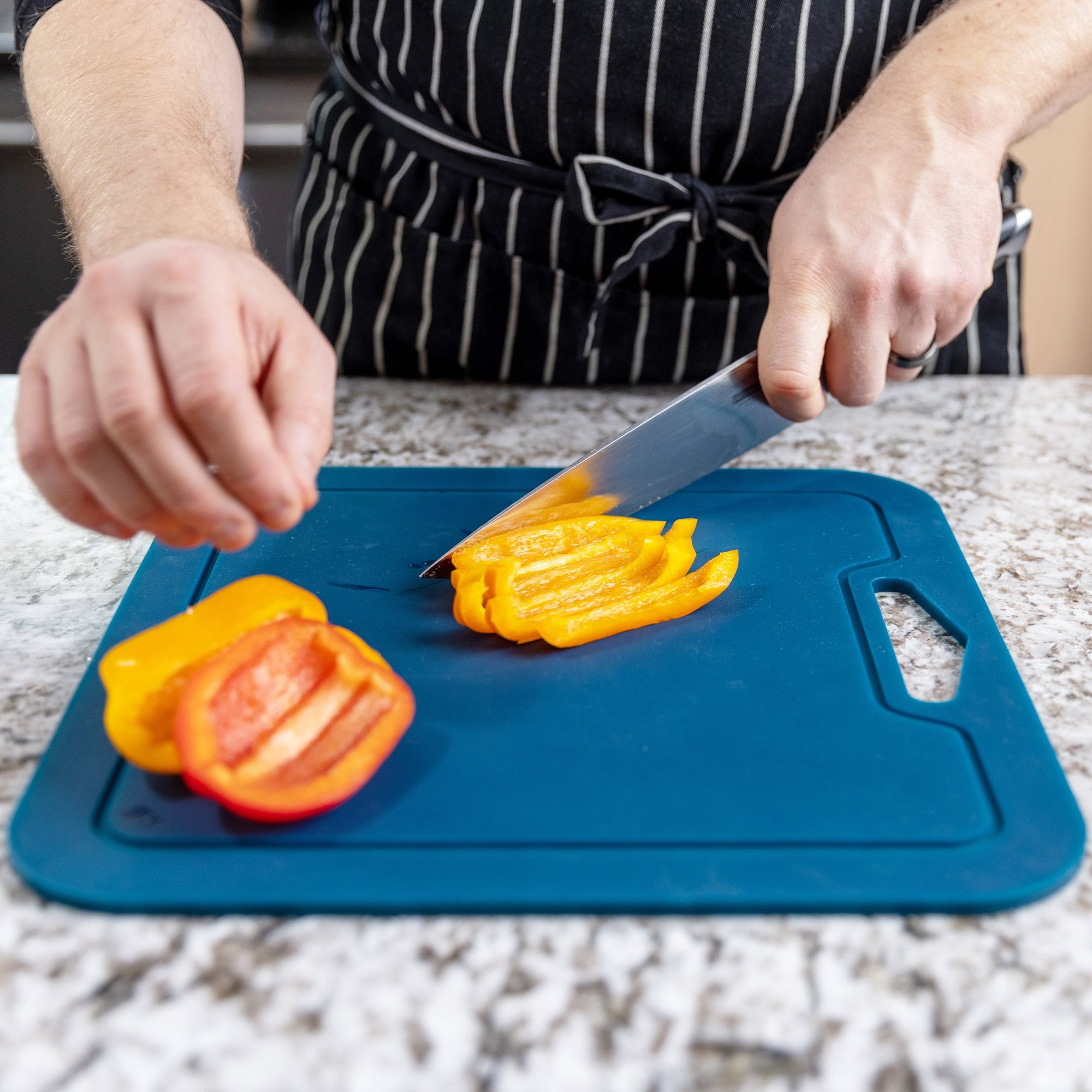 Silicone Cutting Board with Non Slip Hexagon Grips by Fresh Menu Kitchen