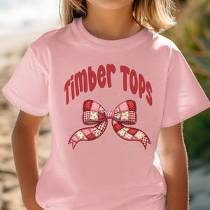 Custom Camp Patchwork Bow Shirt | Crewneck Sweatshirt or T-Shirt. Summer Sleep Away Camp Clothes for Girls.