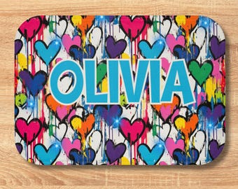 Custom Camp Bed Side Rug, Sleep Away Camp Bunk Decor, Personalized Mat for Bed Area Overnight Camp, Bedding, Camper Birthday Gift