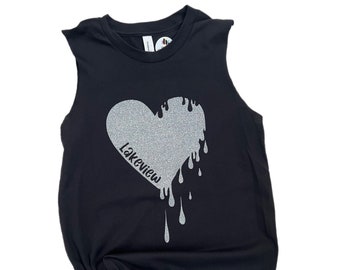 Dripping Heart Camp/School Spirit Tank Top for Girls, Sleepaway Camp, Summer Camp Clothes, Birthday Gifts for Camp Friends! Custom Camp Tops