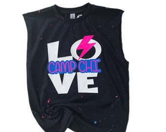 Custom Camp Shirts for Girls - Summer Camp Tank Top - Sleep Away Camp Lightning Bolt LOVE Tee - Overnight Camp Gifts - Camp Birthday