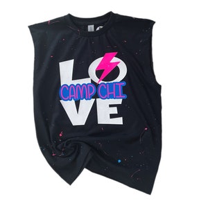 Custom Camp Shirts for Girls - Summer Camp Tank Top - Sleep Away Camp Lightning Bolt LOVE Tee - Overnight Camp Gifts - Camp Birthday