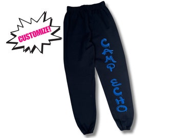 Custom Camp Sweatpants - Graffiti Style Joggers w/ Your Camp Name Down the Leg - Overnight Camp - Sleepaway Camp Pants - Sleepover Sweats