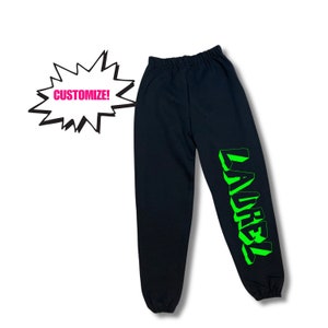 Camp Sweatpants w/ Name Down Leg, Camp, School or Name, Graffiti, Custom, School Spirit, Sleepaway Camp, Boys, Girls Birthday Gifts