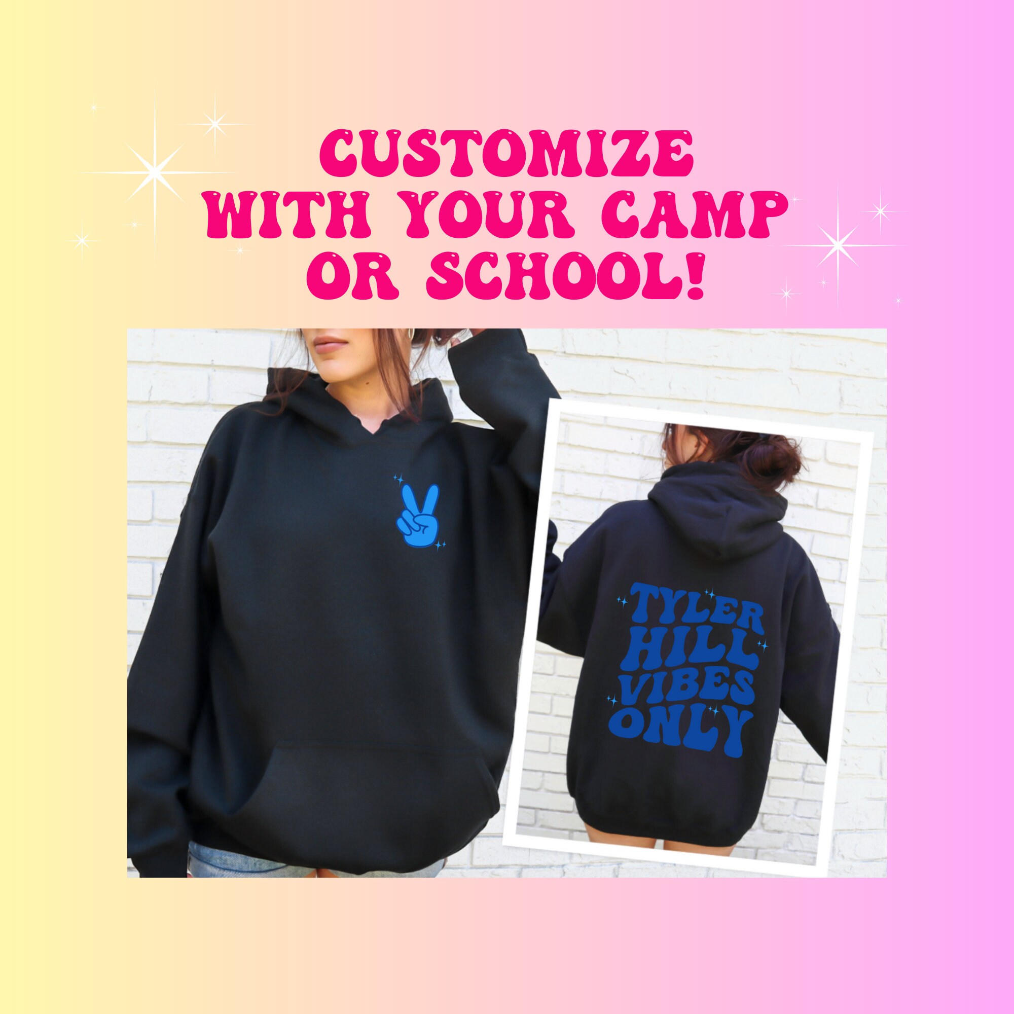 Your Camp/school Vibes Only Hoodie, Custom! Sleepaway, Overnight