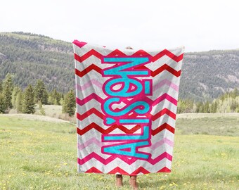 Personalized Girls Throw Blanket with Name, Valentine's, Birthday Gift, Perfect for Travel, Bedroom, Living Room, Sleepover, Sleepaway Camp