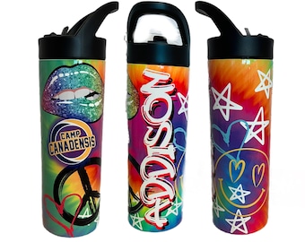 Custom Water Bottle for Camp! Personalized- Sleep Away Camp Gifts - Stainless Water Bottle w/ Straw for Kids - Summer Camp & School - VSCO