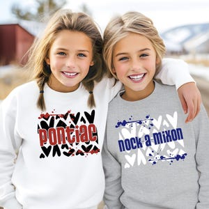 Summer Camp Crewneck for Girls w/ Hearts, Sleepaway Camp Sweatshirts, Custom Camp Clothes. Great Camper Birthday Gift, Matching Bunk Shirt!