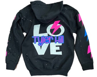 Girls Custom LOVE Zip Up Hoodie w/ CAMP or SCHOOL Name - Personalize! Sleepaway Camp or Day Camp - Perfect Gift for Camper!