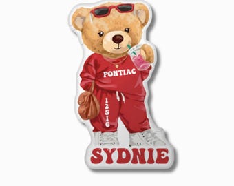 Almohada Sleep Away Camp con código postal - ¡Personalízala! Almohada decorativa con forma de oso personalizada con el nombre del campamento de verano, decoración de habitación para niñas, regalo de cumpleaños