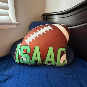 Football Throw Pillow Personalized | Custom Shaped Super Soft Pillow w/ Name, Room Decor for Kids, Birthday / Holiday Gift for Sports Player