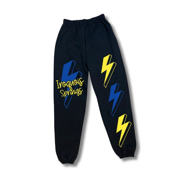 Custom Camp, School Sweatpants for Girls, Lightning Bolts, Sleep Away Camp, School Spirit, Kids Comfy Lounge Pants, Birthday Gifts, Trendy