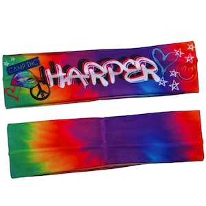 Custom Camp Headband for Girls - Tie Dye Stretchy Headband - Sleep Away Camp - Summer Camp Accessories - Camper Headband - Personalized!