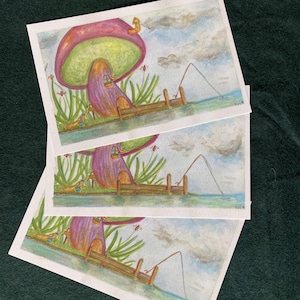 Cartolina fatta a mano di funghi magici