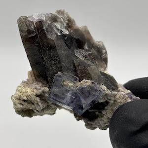 Yaogangxian Fluorite with Smokey Quartz - Blue FLUORITE Crystal, Mineral Specimen from Hunan China | 22g