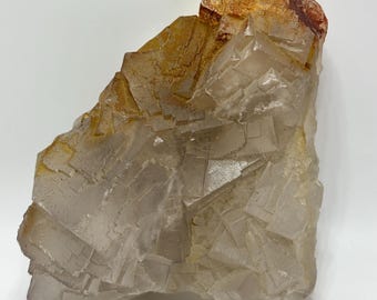 Yellow Fluorite Cluster, Natural Cubic Fluorite Crystal from Pakistan, 485g