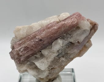Pink Tourmaline in Quartz Crystal: Afghanistan Mineral Specimen, 118g