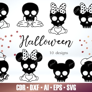 10 Mouse Skull outline SVG - Halloween SVG Bundle for Glowforge - Skull Laser Cut File - Glowforge Svg - Cricut Halloween file