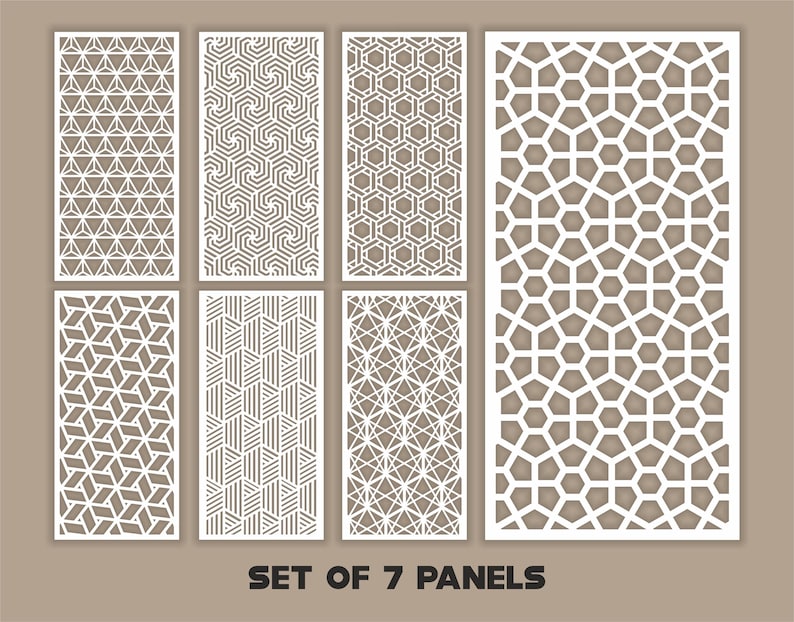Geometric Panel Pattern Geometric Patterns Panel Templates SVG Set #46. 7 Vector Files, for ...