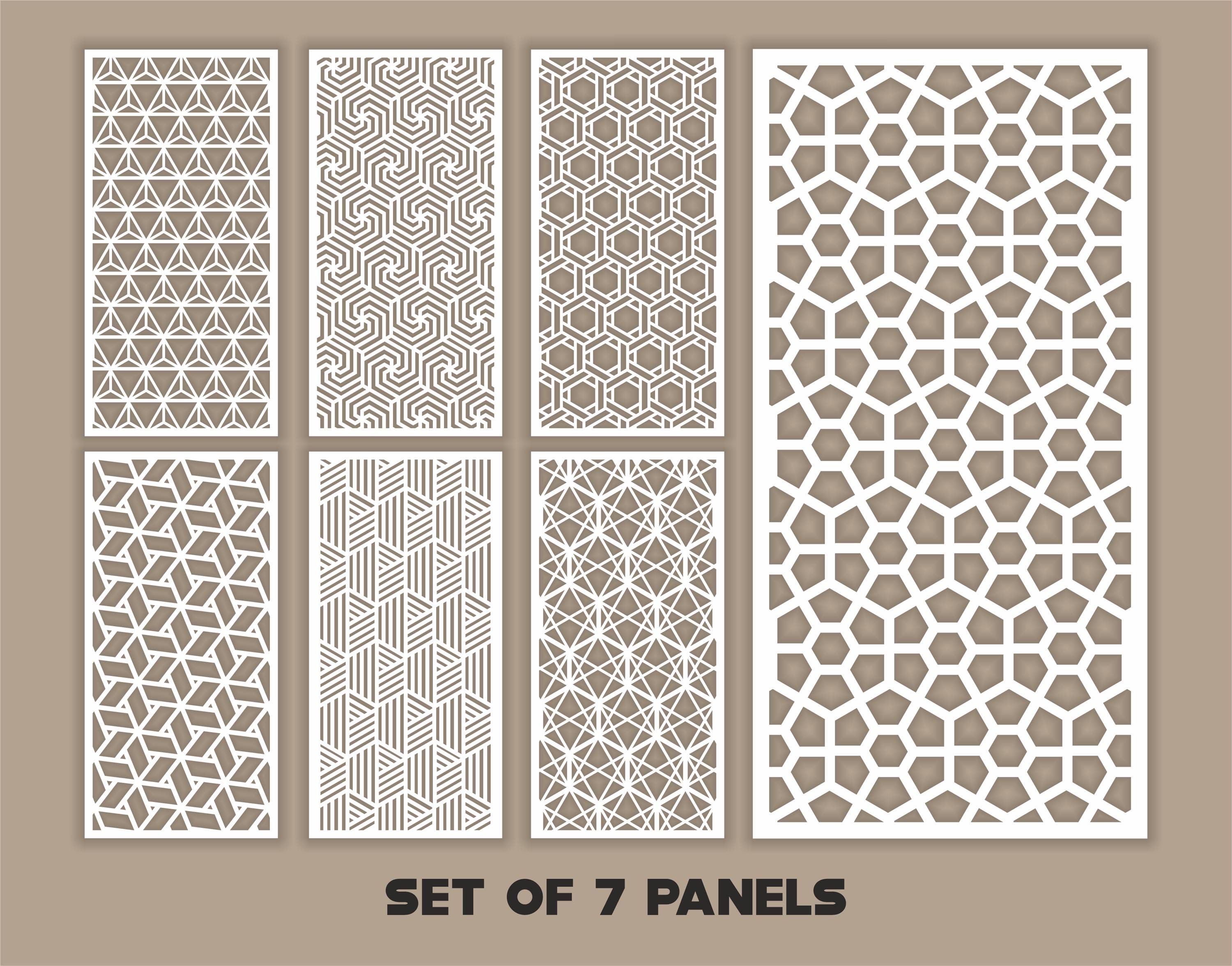 Geometric Patterns Panel Templates SVG Set #46. 7 Vector Files, for ...