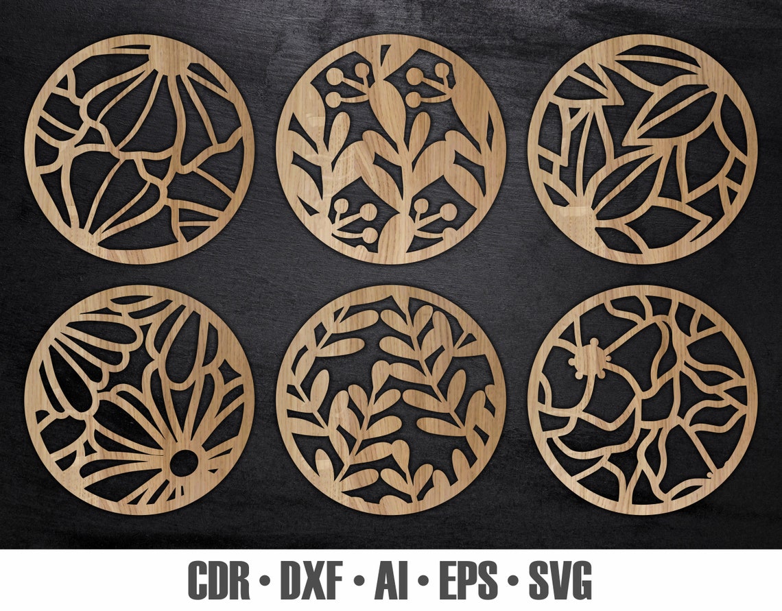 15 Wood Metal Coaster Grill Wall Decor Templates Vector Etsy