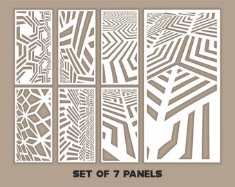Distorted Patterns SVG Panels, Futuristic Room Divider Templates (Set of 7)