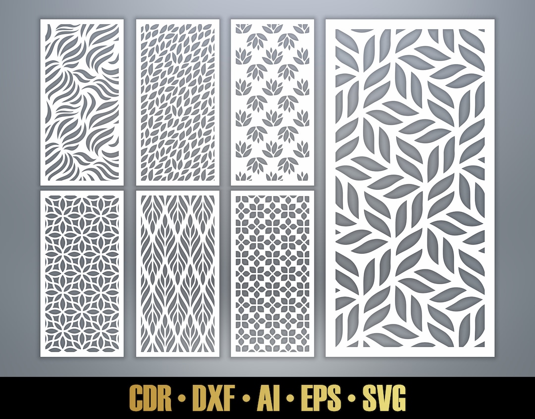 Floral Patterns Panel Templates SVG Set #3. 7 Vector Laser Cutting ...