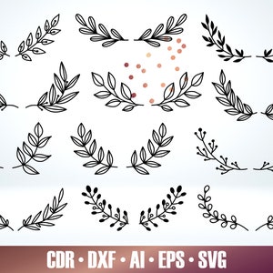 Paquete de 12 Svg de borde botánico, Svg de borde de hoja natural decorativa, Clipart de decoración de boda, Archivos de corte de borde botánico, Svg de borde de boda