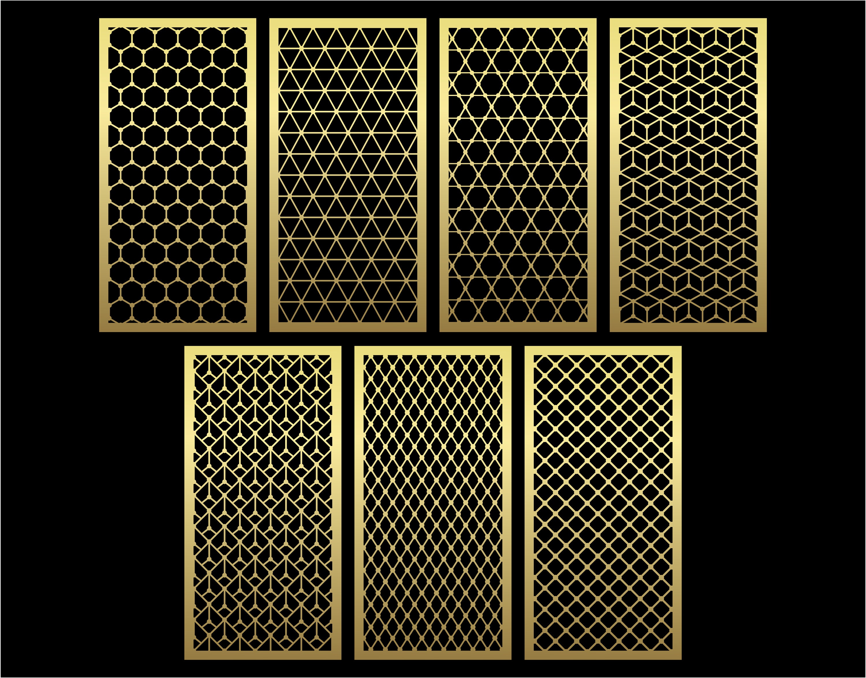 Geometric Patterns Panel Templates SVG Set #23. 7 Vector Files, for ...