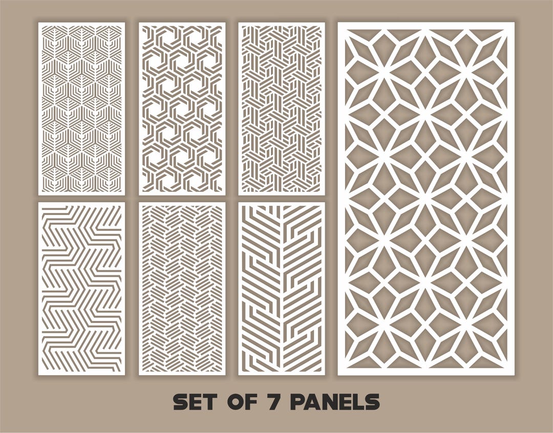 Geometric Patterns Panel Templates SVG Set #47. 7 Vector Files, for ...