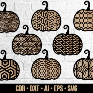 Pumpkins decoration SVG. Pumpkin laser cut files for Glowforge, Cricut and others CNC machines. Multi-layer sign.