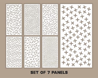 Geometric Panel Templates SVG Set, Laser Cut Room Divider Patterns (7 Files)