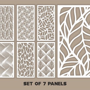 Floral Patterns Panel Templates SVG Set #19. 7 vector laser cutting files. Leaf Room Divider SVG. Decorative Panel DXF