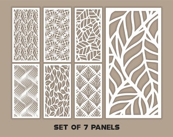 Floral Patterns Panel Templates SVG Set #19. 7 vector laser cutting files. Leaf Room Divider SVG. Decorative Panel DXF