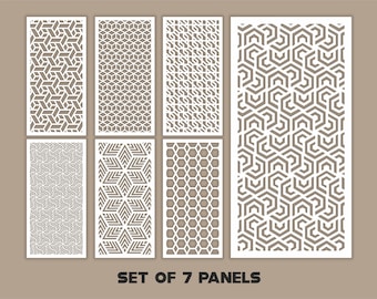 Geometric Panel Templates SVG Set, Room Divider, Decorative Panel DXF (7 Files)