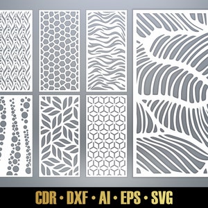 Floral Patterns Panel Templates SVG Set #48. 7 vector laser cutting files. Leaf Room Divider SVG. Decorative Panel DXF