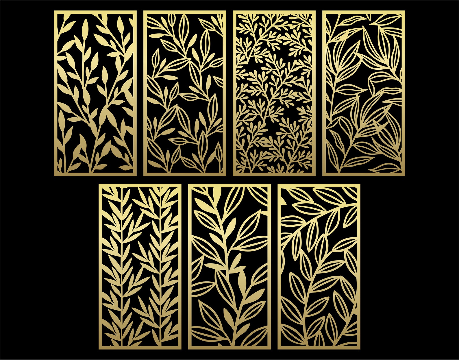 Floral Patterns Panel Templates SVG Set #32. 7 Vector Laser Cutting ...