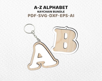 Alphabet Keychain SVG Bundle | Backpack Tag Laser File (svg, dxf, pdf)