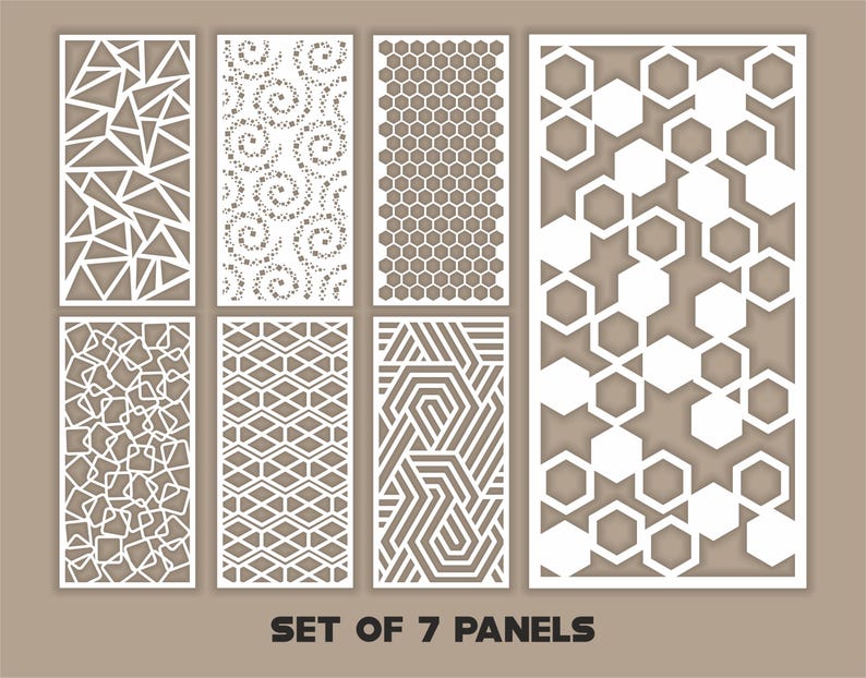 Geometric Patterns Panel Templates SVG Set #41. 7 Vector Files, for ...