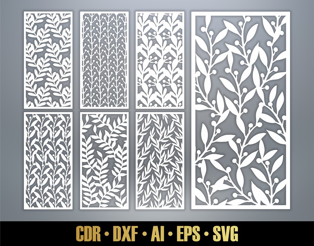 Floral Patterns Panel Templates SVG Set #28. 7 Vector Laser Cutting ...