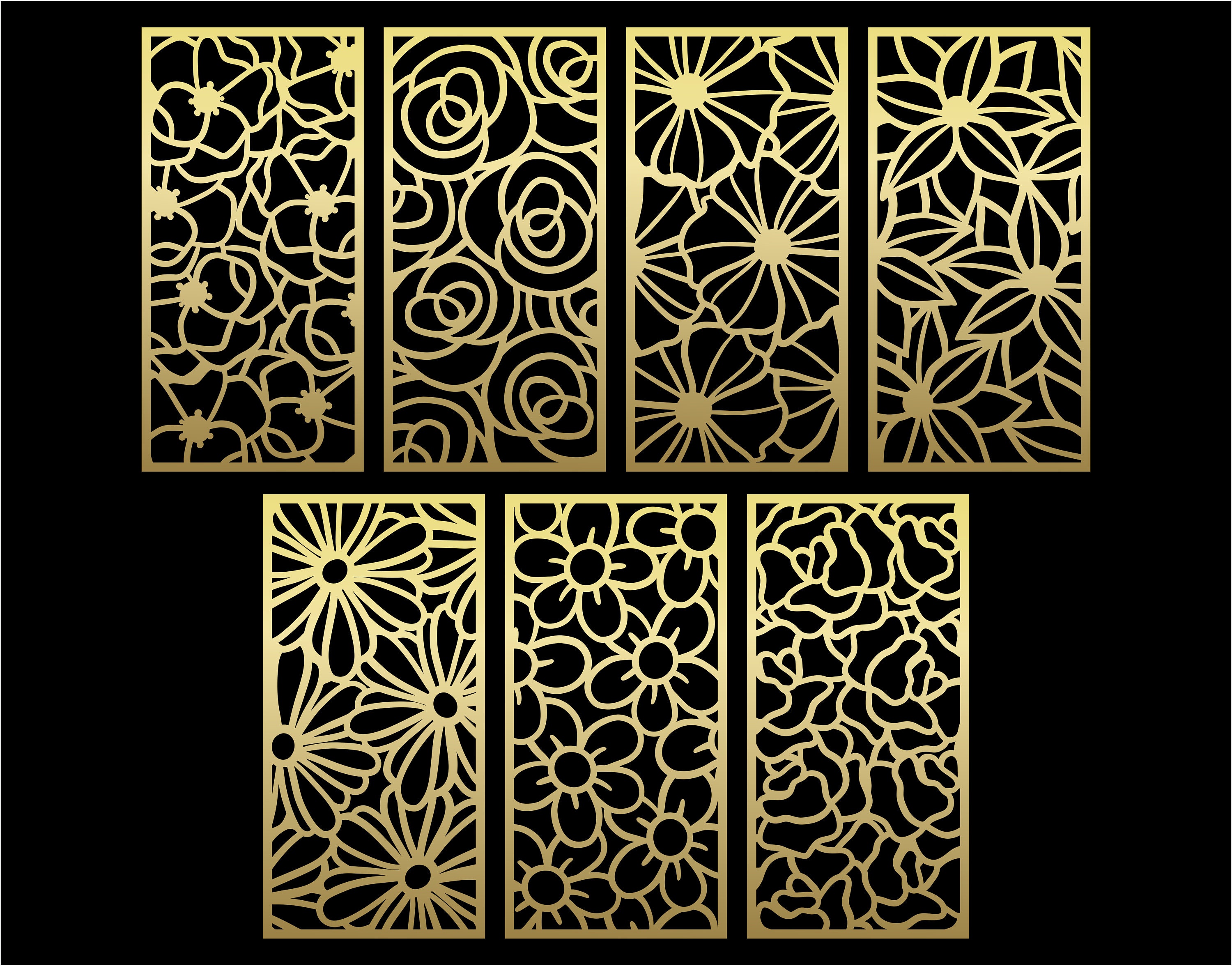 Floral Patterns Panel Templates SVG Set 31. 7 Vector Laser - Etsy