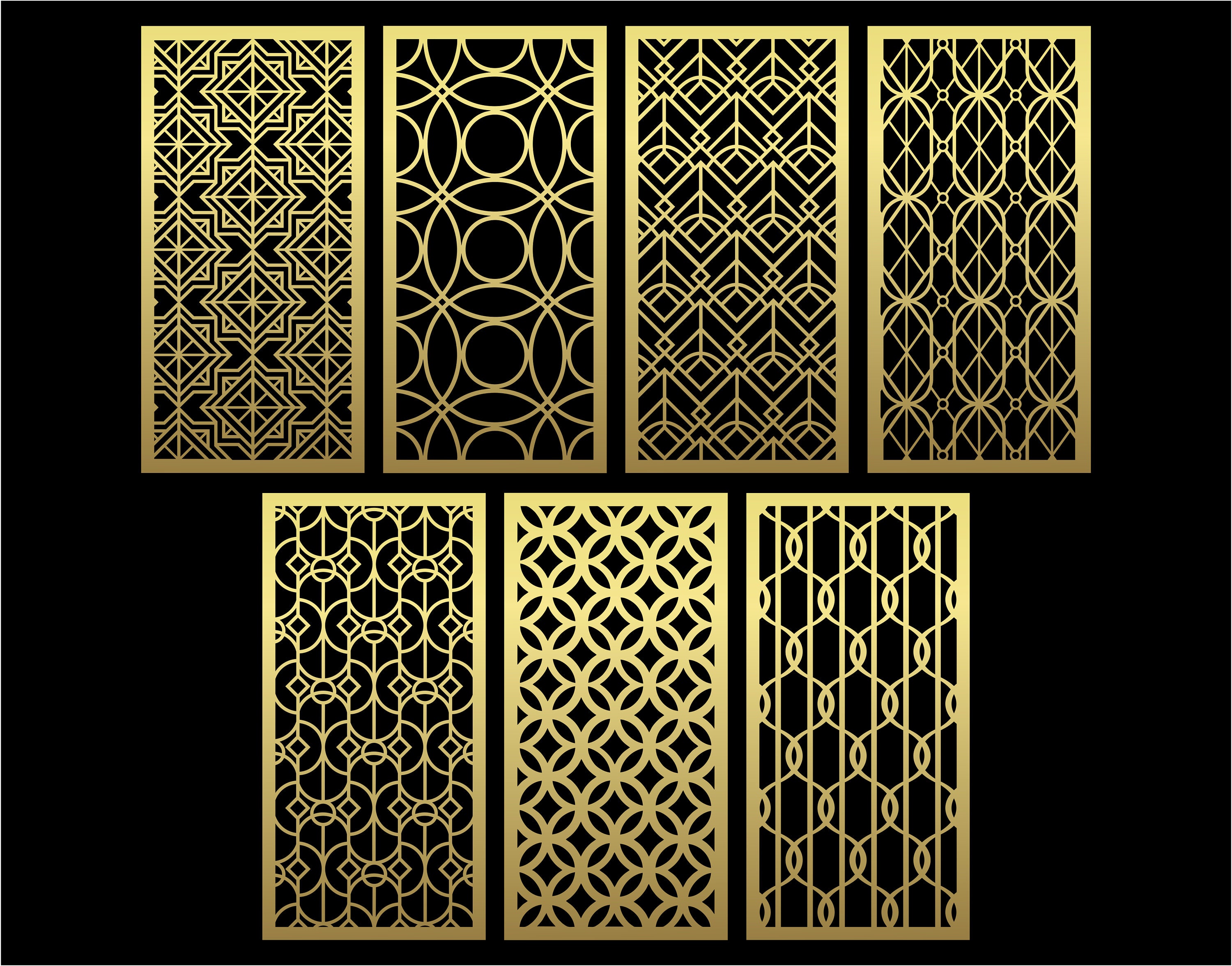 Decortive Panel Pattern Modern Art Deco Patterns Panel Templates SVG Set #18. 7 Vector Laser ...