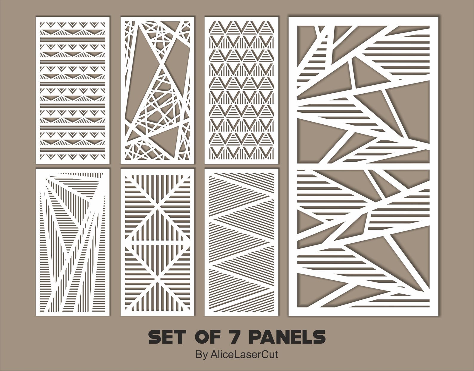 Geometric Patterns Panel Templates SVG Set #1. 7 Vector Files, for ...