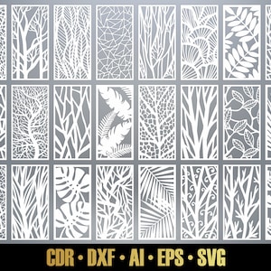 24 Nature Panel Templates SVG Set #36. Monstera Plant Leaf. 24 vector cnc and laser cutting files. Room Divider SVG. Decorative Panel DXF