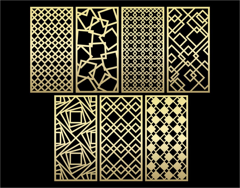 Geometric Patterns Panel Templates SVG Set #73. 7 Vector Files, for ...